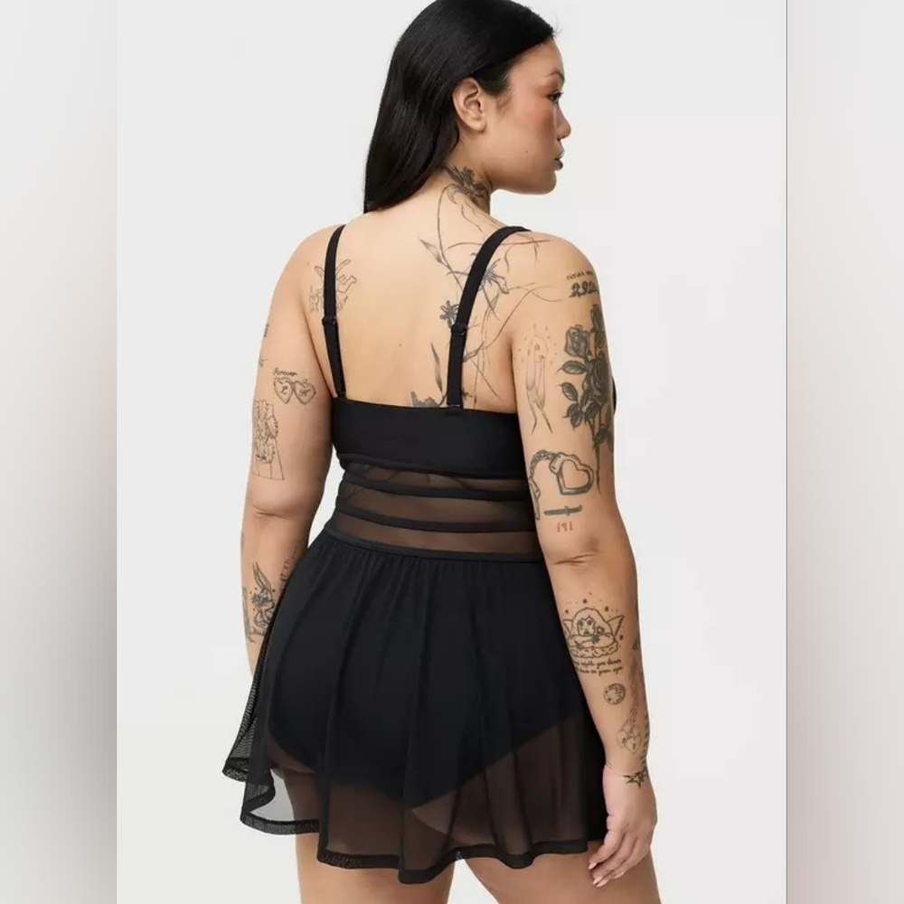 Torrid Black Wire-Free Mesh Panel Swim Dress Size 22/24 3X Nwt - Picture 3 of 7
